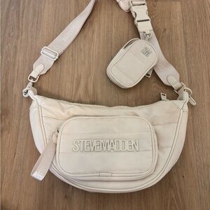 Steve Madden Cream Crescent Crossbody with Detachable Pouch